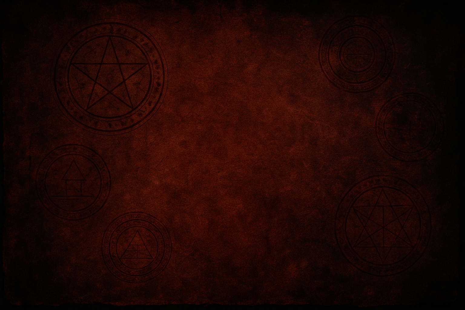occult collection section background (colors redish scarlett parchemin texture or black with fadin seals