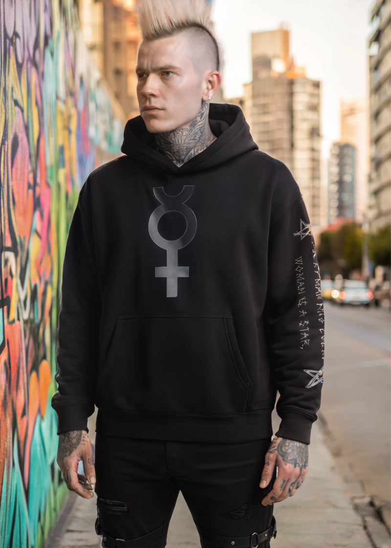 HIDDEN LIGHT | Oversized Heavyweight Hoodie – Lux in Tenebris - FixedStars Apparel