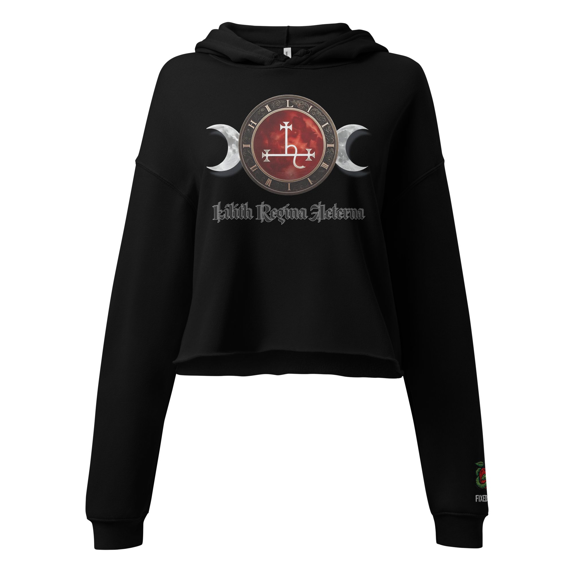 LILITH REGINA AETERNA | Cropped Ritual Hoodie – Lux in Tenebris